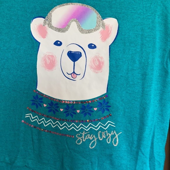 3/$12 SO polar bear cozy glitter graphic top w sequin XL 14 / 16 - Picture 4 of 17